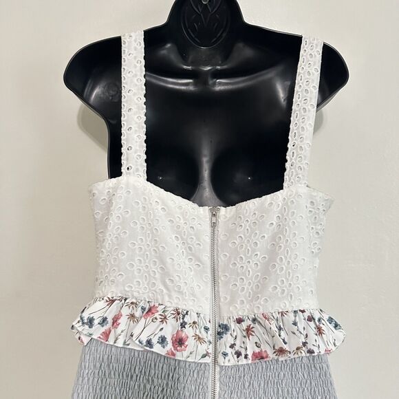 Lulus Lost In Lunar M Florance Cottagecore Linen Cotton Eyelet Tiered Maxi Dress - Picture 9 of 14